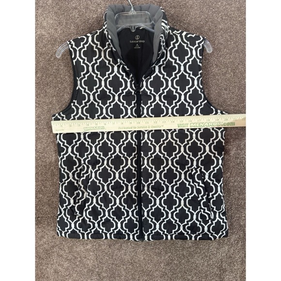 Lands' End Down Puffer Vest Womens Small Black White Full Zip Moroccan - Picture 4 of 6